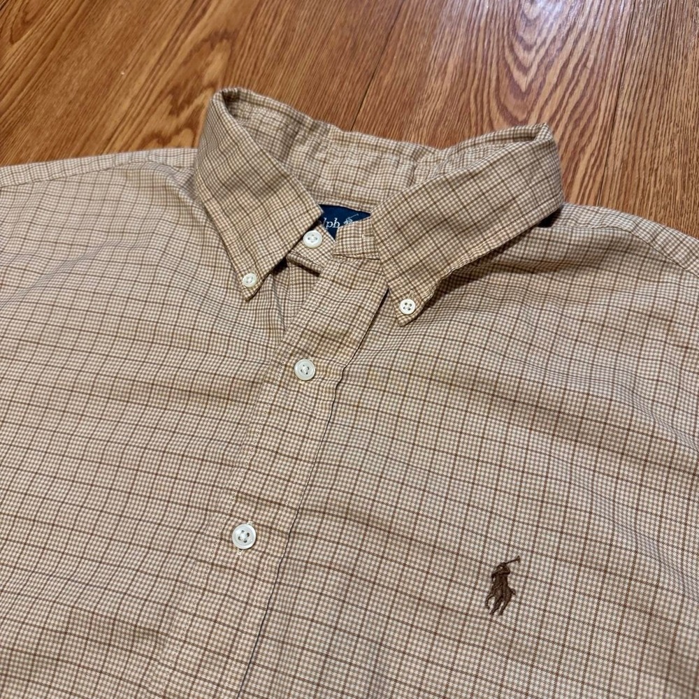 Polo Ralph Lauren Men's Button Down Shirt XL Brown Gingham Preppy